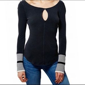 NWT Free People Striped Cuff Thermal Long Sleeve S
